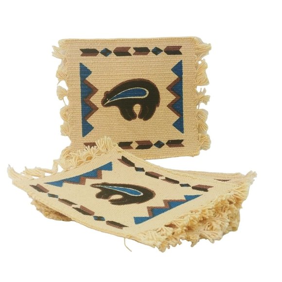 Cloth Coasters El Paso Saddleblanket Co Texas India 7"x6" - Picture 1 of 6